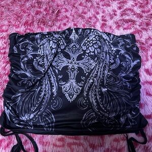 SHEIN Black and White Strapless Top